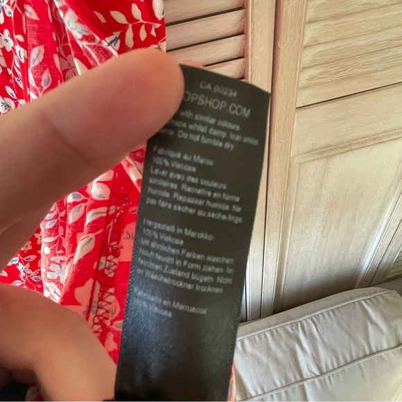 TOP SHOP red & white floral maxi skirt with double slits size:8 - Picture 8 of 11